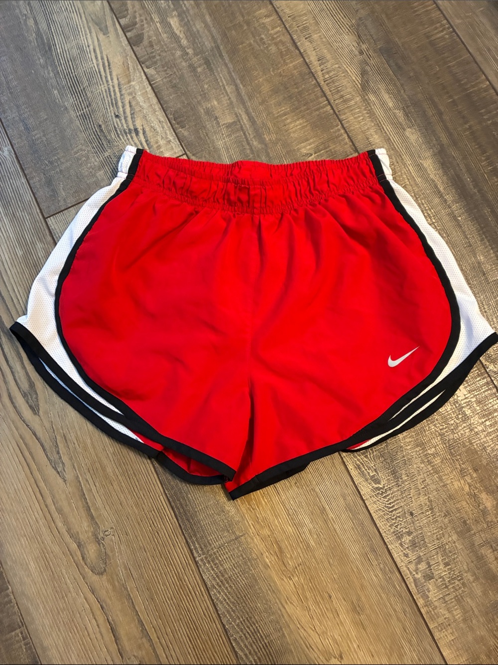 Nike Women’s Red Athletic Running Shorts with White & Black Trim